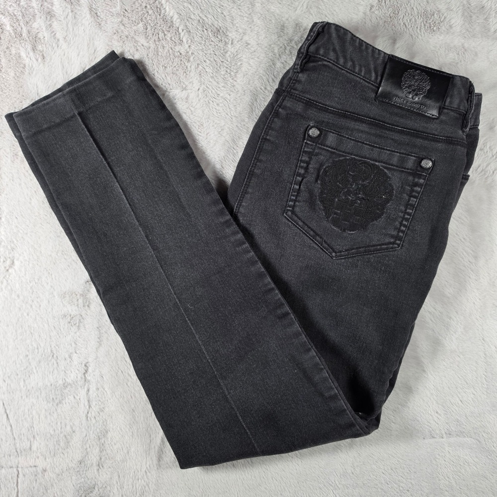 Vince Camuto‎ Skinny Jeans Women 10 Black Slim Fit Embroidered Pocket Mid Rise